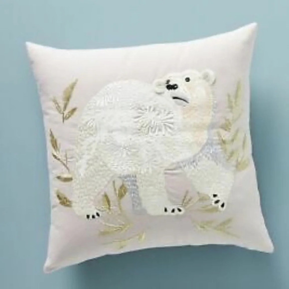 Karen Nicol Embroidered Wintertime Pillow - Picture 1 of 1